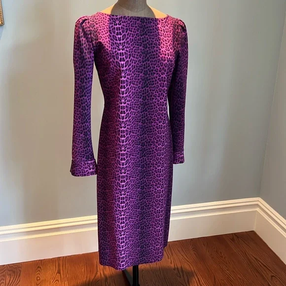 Chiara Boni Purple Animal Print Midi Dress - Picture 1 of 8